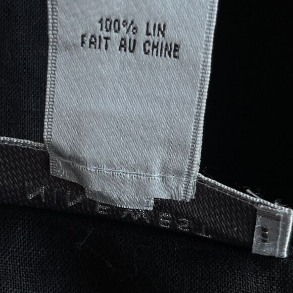 Nine West Woman Skirt Womens 14W Black Embroidered Floral Boho Raw Hem Linen - Picture 8 of 12